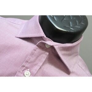 TM Lewin Dress Shirt Mens 15-33 Medium Plaid Slim Fit French Cuff Excellent